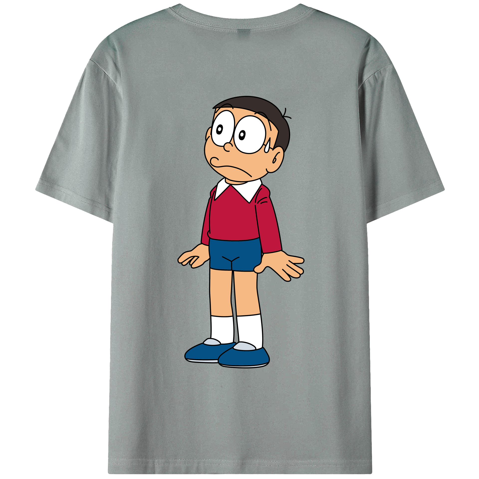 （画像用） ドラえもん 野比 のび太 Doraemon Nobita Nobi 綿100％ メンズ半袖Tシャツ（バックプリント） 通気性